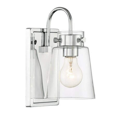 DESIGNERS FOUNTAIN Inwood 5in 1-Light Chrome Modern Indoor Wall Sconce with Clear Glass Shade D214M-1B-CH